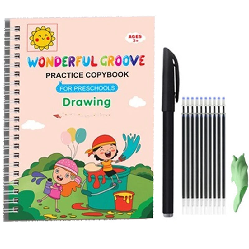 Magical Grooved Writing Practice Books, Copybooks and Pens for Kids ( Reusable )