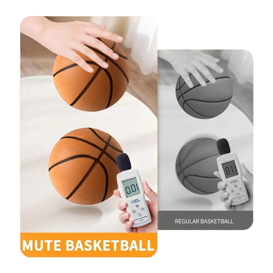 Indoor Silent Basketball Size 7 ( 29.5" ) Upgraded 90% Bounciness