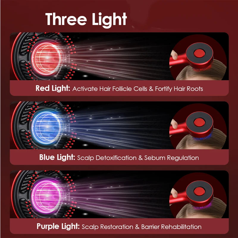 Electric Scalp Massage Comb LED with 3 Light 3/5 Levels - Anti Hair Loss