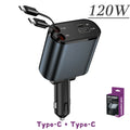 120W 4 IN 1 Car USB Cord Cigarette Lighter Fast Mobile Charger