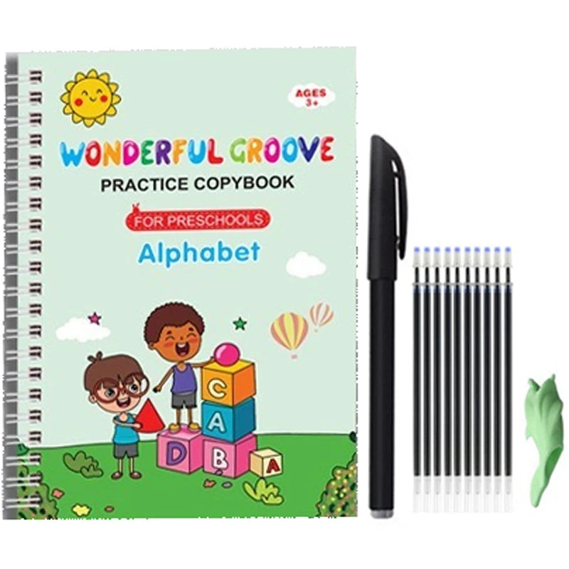 Magical Grooved Writing Practice Books, Copybooks and Pens for Kids ( Reusable )